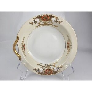 Noritake Hand Painted Shallow Bowl 42200‎ Gold Floral Handle